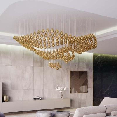 China Custom Fashion Large Wedding Glass Ball Chandelier Modern Led Pendant Lighting Banquet Ceiling Lamp For Hotel Lobby Corridor for sale