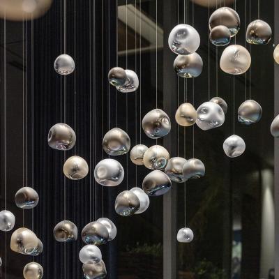 China Professional Minimalist Customize Large Size Hotel Lobby Luxury Creative Project Colorful Glass Balls Chandelier Ceilling Pendant Lights for sale