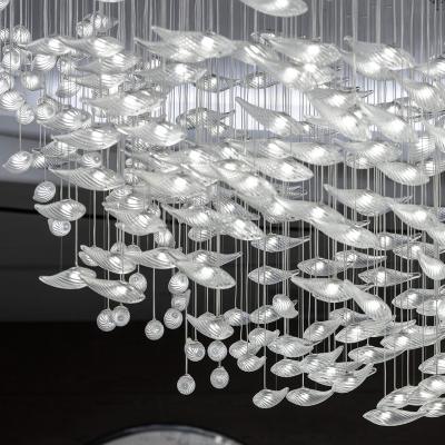 China Contemporary Art Fashion Technical Design Custom Glass Led Chandelier Hotel Lobby Project Modern Large Ceiling Hanging Lighting for sale