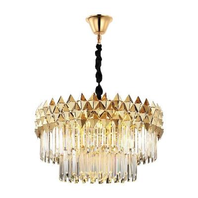 China New Luxcury K9 Crystal Modern Rectangular Modern Kitchen Island Dining Table Pendant Lights Dining Room Round LED Chandeliers Fixture for sale