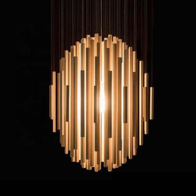 China Indoor Modern Customize Size Led For Wwooden Pendant Lamp DIY Hanging Pipes Suspended Lighting Wooden Chandelier for sale