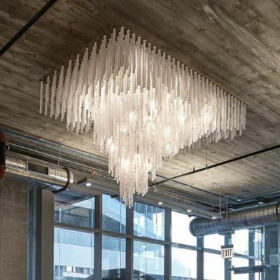 China Contemporary Large Outdoor Mounted Wedding Decorate Glass Chandelier Lighting Customize High Hanging Ceilling Lights For Hotel Lobby Villa for sale