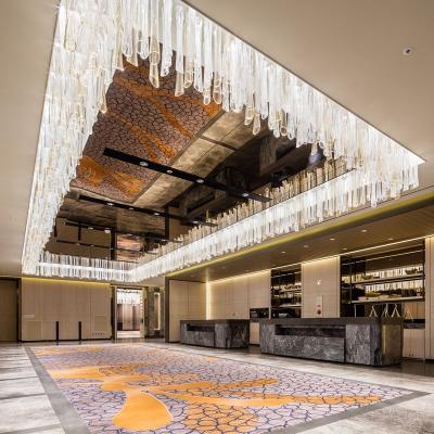 China Exterior Mounted Customize Height Hotel Lobby Glass Pipes Decorative Ceiling Lamps Chandelier For Table Vending Service Large Sand Pendant Lamp for sale