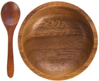 China Sustainable Small Size Acacia Wood Bowl For Condiments Dip Sauce Ketchup Jam Mix Olive And Salsa for sale