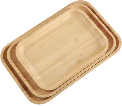 China Sustainable Bamboo Dishes Square Bamboo Dishes - Set 3 Of Reusable Wooden Serving Trays And Chargers for sale