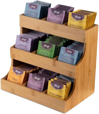 China Viable Vertical Bamboo Wooden Organizer Box Storage Tea Bag Holder 180 Stylish and Practical Tea Bags for sale