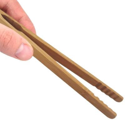 China Sustainable BBQ Bamboo Package Bamboo Tongs Kitchen Grill Tongs For Cooking Toast Bread Pickle Tea (7 Inch) for sale