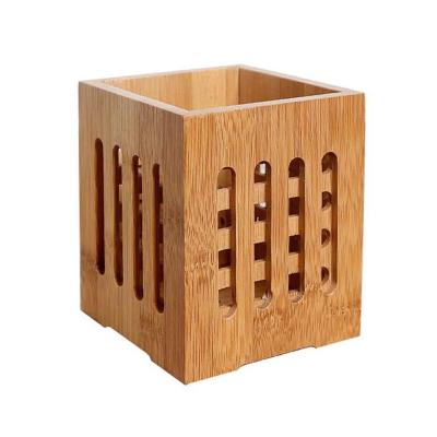 China Viable Bamboo Chopsticks Holder Cutlery Organizer Tableware Drying Canister Storage Hole Bucket for sale