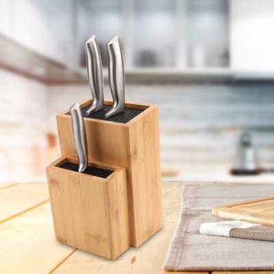 China Universal Viable Bamboo Organizer Holder Extra Large Two Tier Knife Block Holder for sale