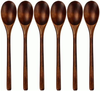 China Sustainable Bamboo Spoon Set Wooden Spoons For Eating 6 Pieces Japanese Natural Plant Ellipse for sale