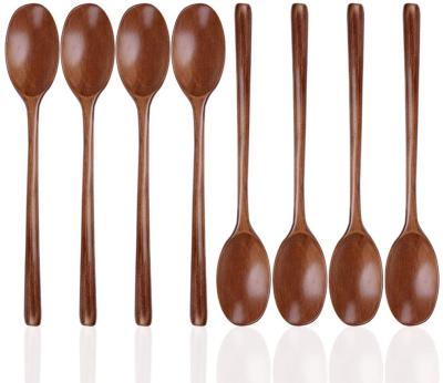 China Sustainable Wooden Spoon Set 8 Pieces Wooden Soup Spoons Pocket Spoon Wooden Spoon Set for sale