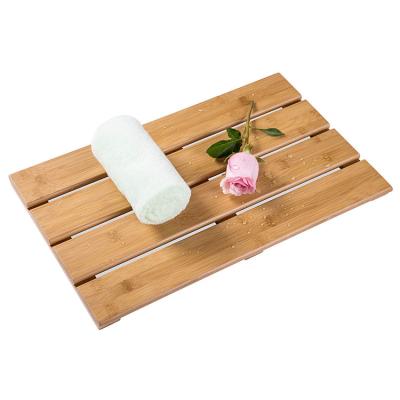 China Viable Natural Bamboo Wooden Rectangular Entrance Mat For Bath Mat Mudroom for sale