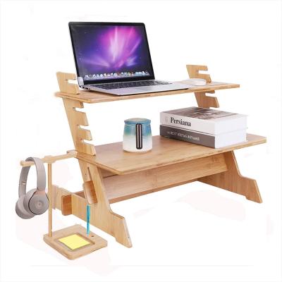 China Portable Folding Computer Stand Riser(Height)Adjustable Table Bamboo Desk Laptop for Monitor Adjustable Height for sale