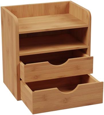 China Sustainable Bamboo Office 4-Tier Desktop Storage Organizer-Wooden Storage Accessory With Drawers for sale