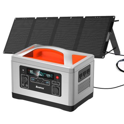 China Outdoor110V 220V 1200W 350000mAh Home Power Station Solar Generator With DC USB AC Type C for sale