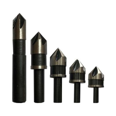 China Metal Drilling Round Shank 82 Degree 5 Flutes HSS Countersink Drill Bits For Metal Deburring for sale