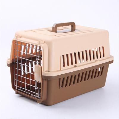 China Breathable Travel Cat Dog Pet Flight Case Folding Portable Cat Carrier Plastic Pet Cage Pet Kennel for sale