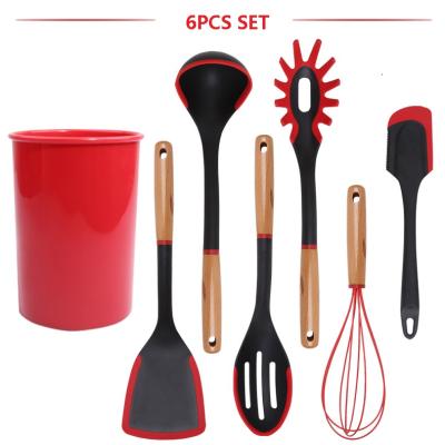 China Viable Cookware Set with Beech Wood Handles with Rack for Cookware for sale