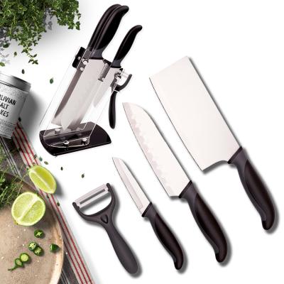 China Viable Hot Selling 5pcs Blade 3Cr13 Professional Kitchen Knife Sets With Stand for sale