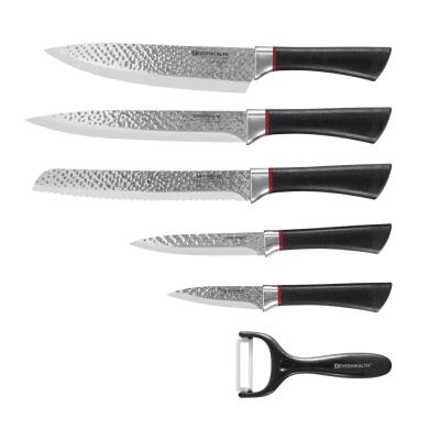 China Everrich New Arrival 6PCS Knife Set Disposable Hammer Embossed Kitchen Knife Set With Gift Box Package for sale