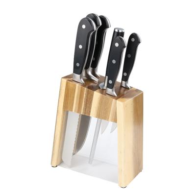 China New Viable Kitchen Tool Stainless Steel Chef Knife ABS Handle Kitchen Knife Set With Wooden Knife Block for sale