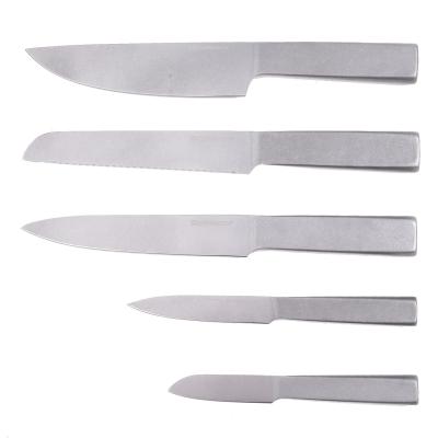 China 5pcs Viable High Quality Hollow Handle 3Cr13 Stainless Steel Chef Knife Set With Knife Block for sale