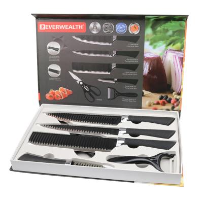 China Sustainable Popular Plastic Handle 6 Pcs Stainless Steel Knife Set Kitchen Knife Set for sale