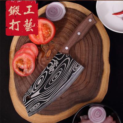 China Viable Chinese 7in Cleaver Knife - High Quality Meat and Vegetable Cooking Knife - Wooden Handle and Rivets Chinese Carving Knife for sale