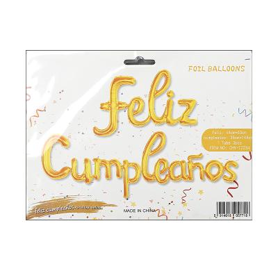 China Environmentally Friendly Lowercase Siamese Spanish Happy Birthday Balloon Set 16 Inch Feliz Cumpleanos Letter Balloons for sale