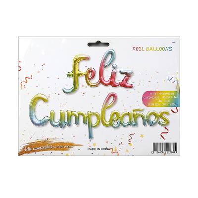 China Environmentally Friendly Birthday Party Balloons 16 Inch Letters Spanish Happy Birthday Helium Balloons Feliz Cumpleanos Foil Balloons for sale