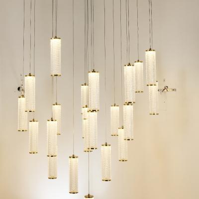 China Modern Lobby Hotel Decorative Ocean Lighting Pendant Lamp Acrylic Gold Chandelier Lighting for sale