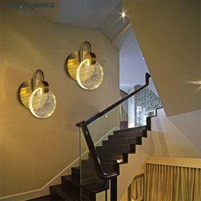 China Luxury Crystal Modern Round LED Gold Wall Lamp Nordic Corner Modern Indoor Fixture for sale