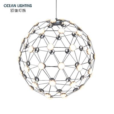 China Modern Contemporary Decorative Spherical Metal Cage Fixture LED Lamp Design Hanging Modern Pendant Lighting Chandelier for sale