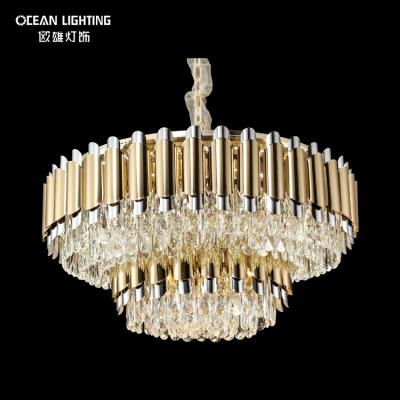 China Gold Crystal Chandelier Ring Round Hanging Lighting Fixture Custom Modern Turkish Kitchen Hotel LED for sale