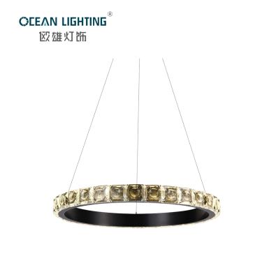 China Ring Modern Luxury Crystal Hanging Custom Hotel Bedroom Decorative Pendant Lamps Round LED Chandelier Lighting for sale