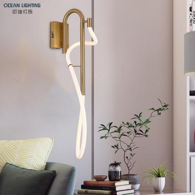 China Modern Popular Brass Gold PVC LED Living Room Hotel Wall Mounted Lights for sale