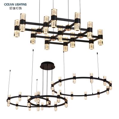 China Modern Rectangular High Ceiling Solan Chandelier Luxury Hotel LED Lobby Lustres De Cristal For Living Room for sale