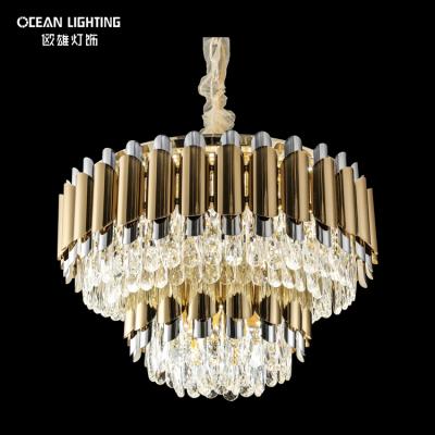 China Modern Gold Round Hanging Pendant Lights Decorate Kitchen Fixture Hotel Crystal Chandelier Modern Chandelier Lamparas LED for sale