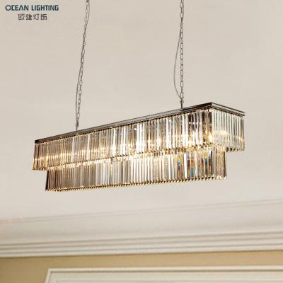 China Modern Indoor Decorative Weeding Fixture Luxury LED Long Pendant Crystal Chandelier Indoor Modern for sale