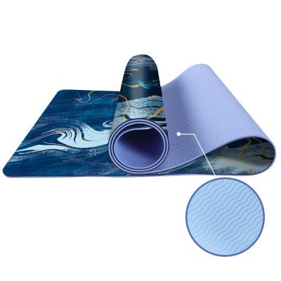 China Best Anti Slip Non Slip Custom Print Patterned Eco Strip Yoga Mat For Beginner for sale