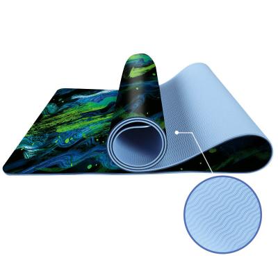 China Best Anti Slip Non Slip Custom Print Patterned Eco Strip Yoga Mat For Beginner for sale