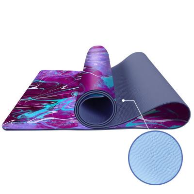 China Best Anti Slip Non Slip Custom Print Patterned Eco Strip Yoga Mat For Beginner for sale