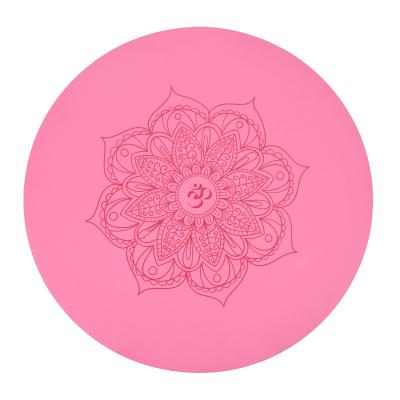 China Non-slip Natural Round Custom Design PU Meditation Rubber Printed Yoga Mat Black Color for sale