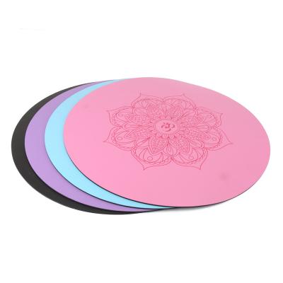 China Non-slip Natural Round Custom Design Rubber Printed PU Meditation Yoga Mat for sale