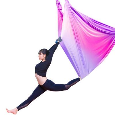 China 26ft High Silk Fabric Yoga Swing Adult Elastic Nylon Aerial Flying Hammock for Air Yoga Inversion Exercises for sale