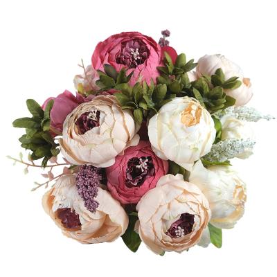 China Environmental Lusiaflower Amazon Hotsale Artificial Silk Flower Peony Bouquet For Wedding for sale