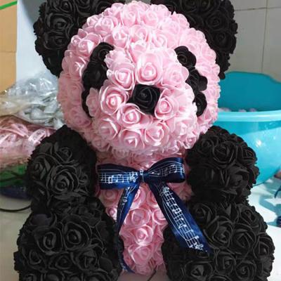 China Cute Animal Flower Available Eco-friendly Hot Sales Different Sizes Eco-friendly Panda Valentines Day Gift Artificial Flower Rose Panda for sale