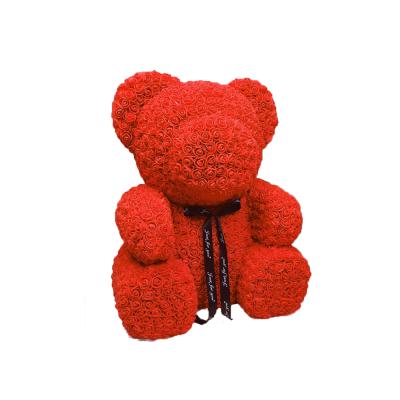 China Gift Bear Valentines Day Gift 40cm Bear Artificial Flower Hot Red Rose Decoration for sale