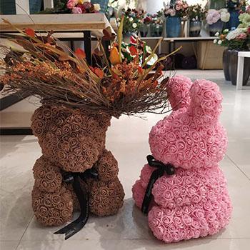 China Fashional new design popular artificial bear 40cm valentine gift pink teddy bear rose for sale