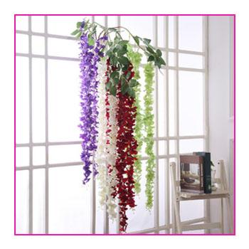 China Hot Selling Amazon Wisteria Backdrop Wisteria Flower Artificial Flowers Garland Hanging Flower For Wedding Decoration for sale